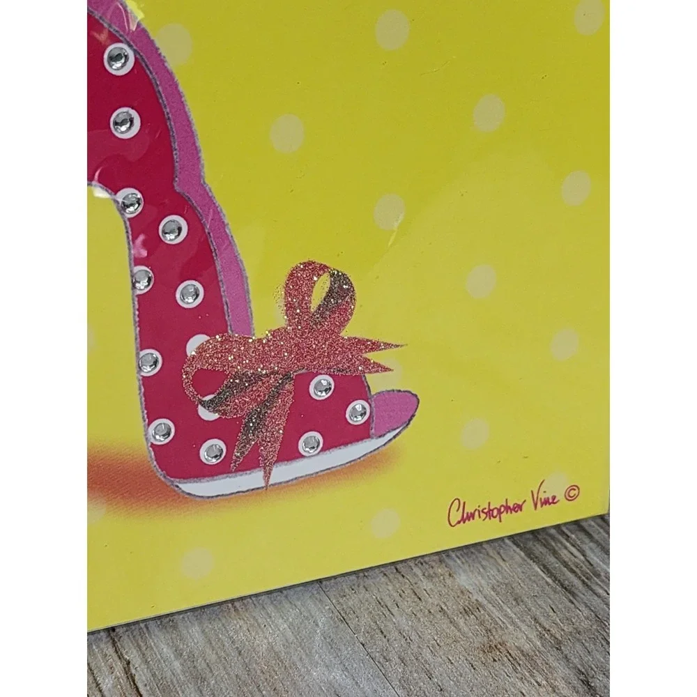 Papyrus Christopher Vine Embossed Fashionista Beaded Bow High Heel Birthday Card
